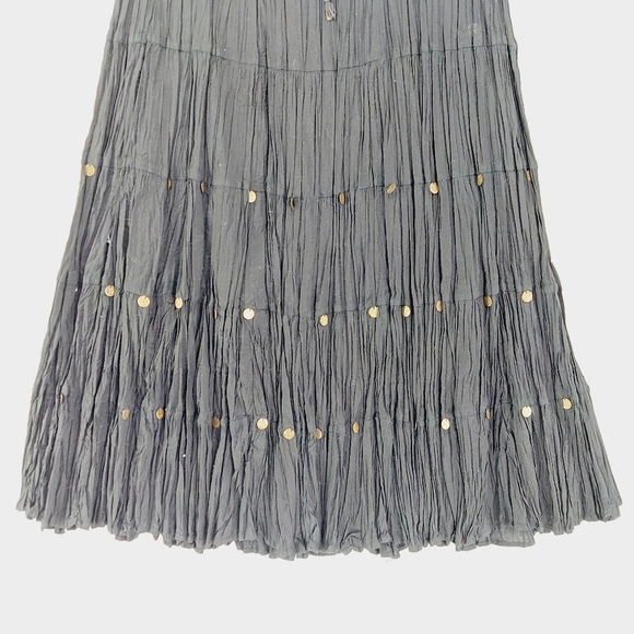 Venezia Black Bohemian Gypsy Aesthetic Knee Length A-Line Skirts 684 - Picture 2 of 9